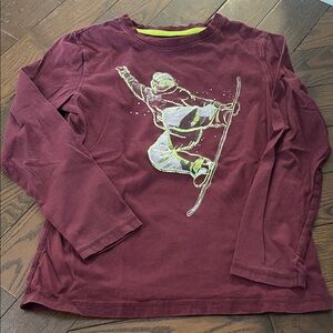 🔥 5/$25 - Kids Maroon Snowboarder Long Sleeve Tee